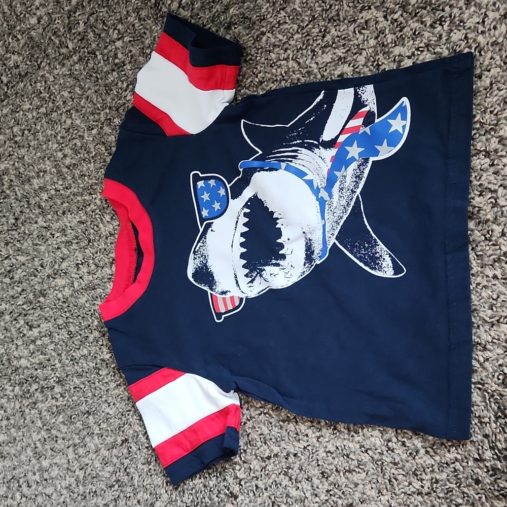 Toddler Boy Patriotic Shark Tee- 3T